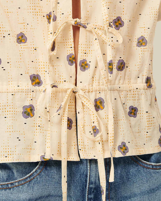 Women Button-Down Blouse Cotton Poplin - Mint Leaf