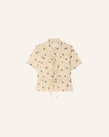 Women Button-Down Blouse Cotton Poplin - Mint Leaf