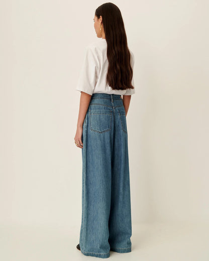 Sessun | Diegui Ultra-Baggy High-Rise Jean - Mid-Blue