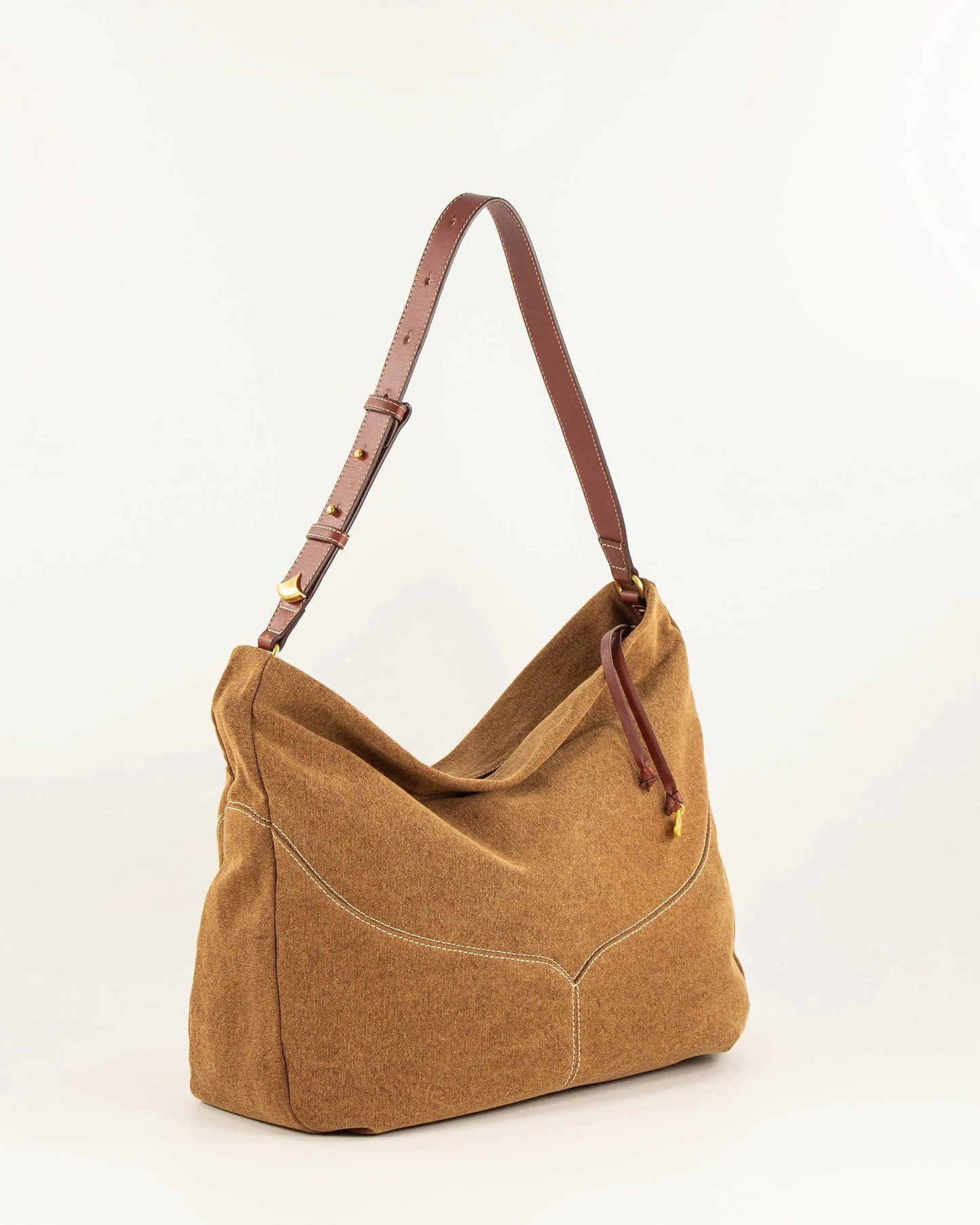 Sessùn | Washed Canvas Hobo Shoulder Bag - Amber-Brown