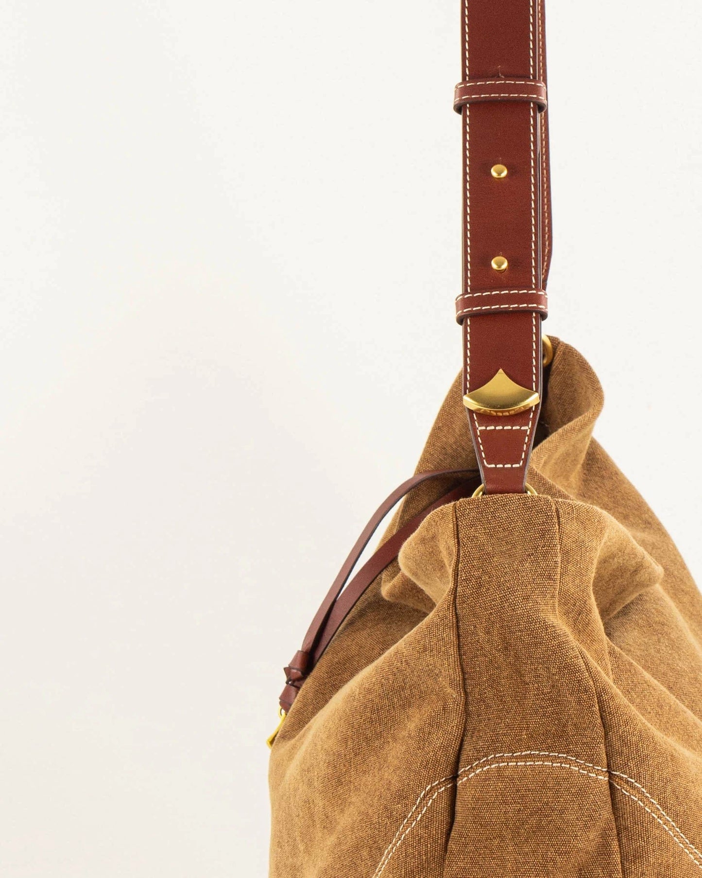 Sessùn | Washed Canvas Hobo Shoulder Bag - Amber-Brown