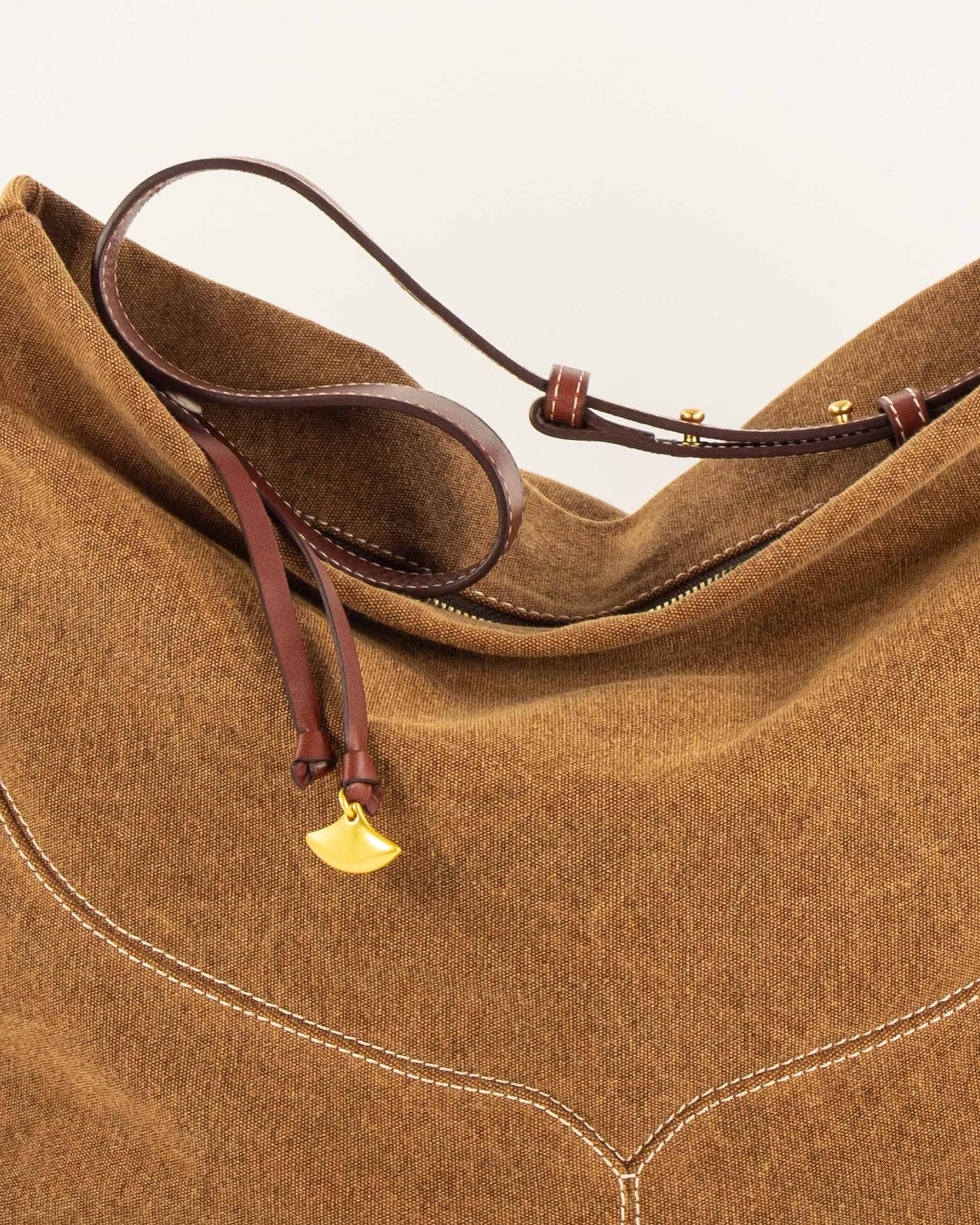 Sessùn | Washed Canvas Hobo Shoulder Bag - Amber-Brown