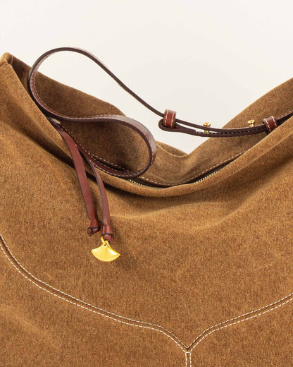 Sessùn | Washed Canvas Hobo Shoulder Bag - Amber-Brown
