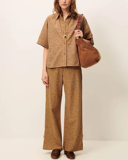 Sessùn | Washed Canvas Hobo Shoulder Bag - Amber-Brown