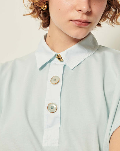 SESSUN | Emiliano Aguas Oversized Sleeveless Polo - Pigment-Dyed Blue