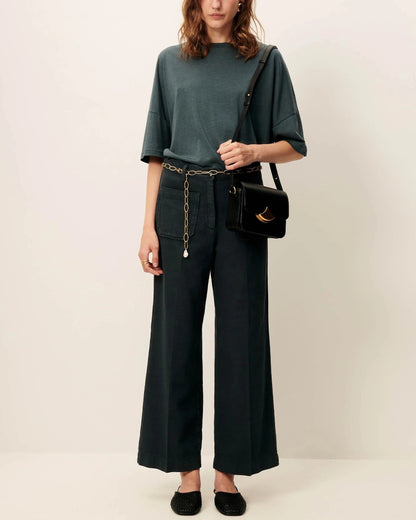 SESSUN | Hendrick Straight Trousers in Smoke-Green