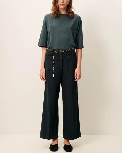 SESSUN | Hendrick Straight Trousers in Smoke-Green