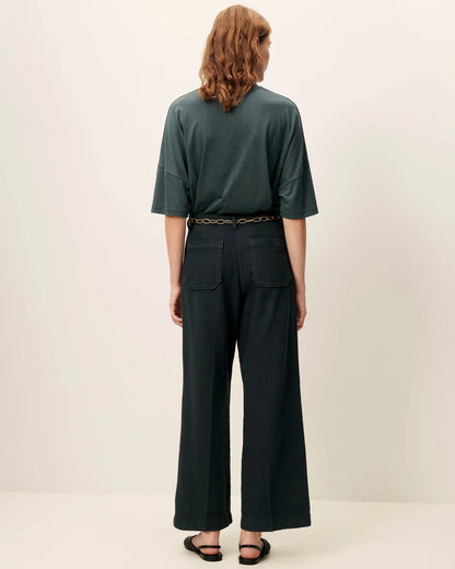 SESSUN | Hendrick Straight Trousers in Smoke-Green