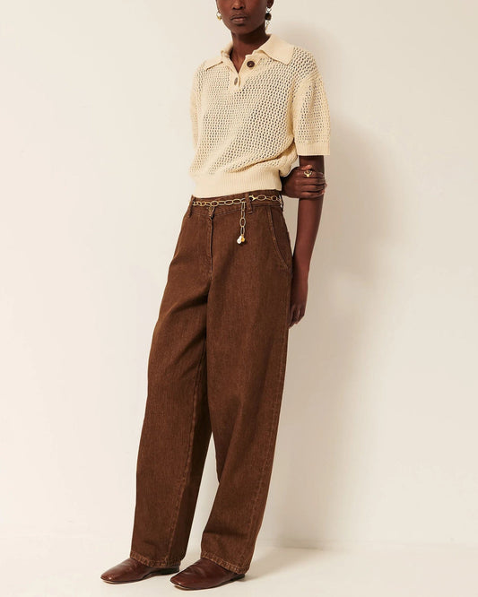 Sessun | Cropped Openwork Polo - Sand