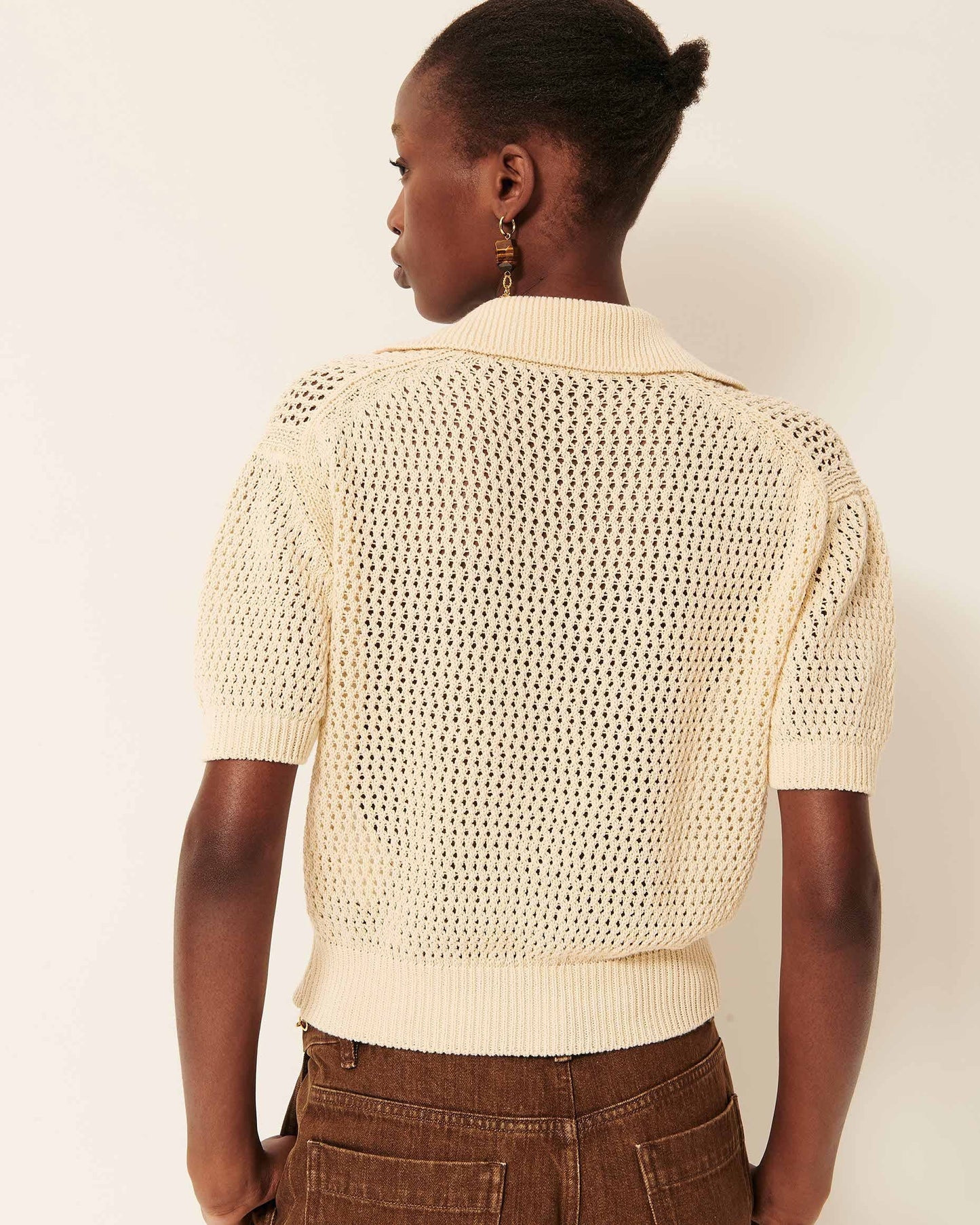 Sessun | Cropped Openwork Polo - Sand