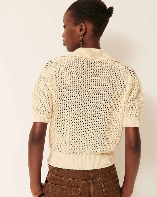 Sessun | Cropped Openwork Polo - Sand