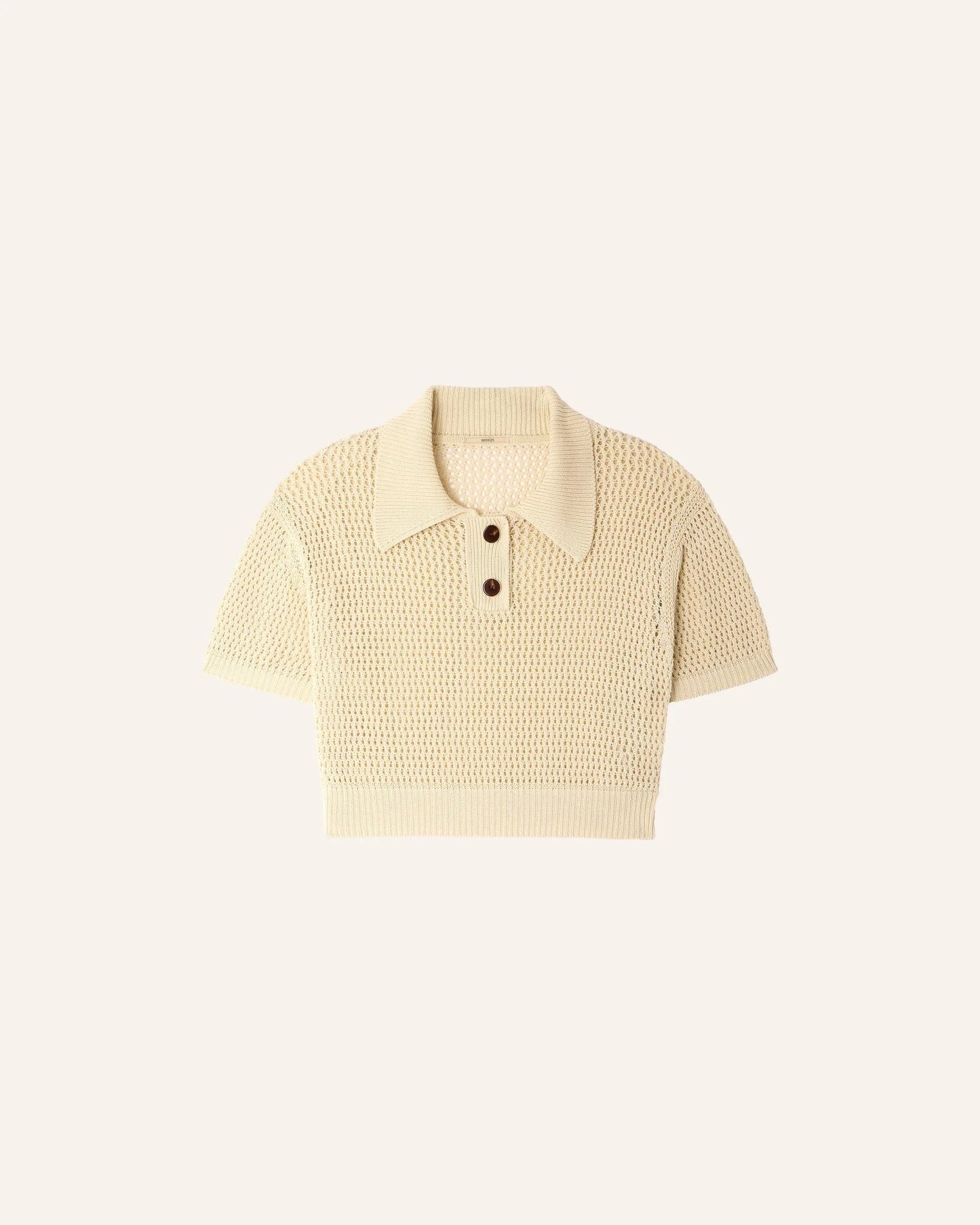 Sessun | Cropped Openwork Polo - Sand