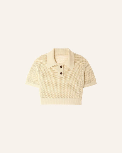 Sessun | Cropped Openwork Polo - Sand