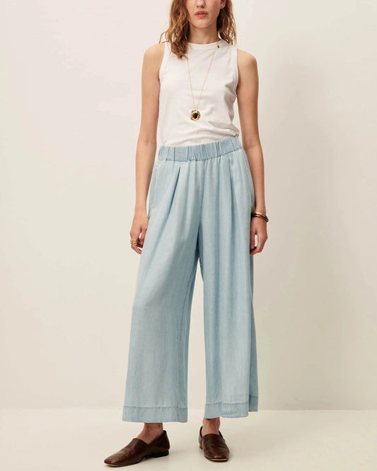 Women's 7/8 Length Wide-Leg Pants Lyocell Twill - Indigo