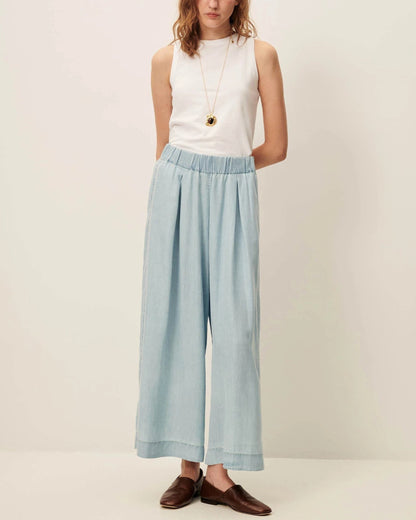 Women's 7/8 Length Wide-Leg Pants Lyocell Twill - Indigo