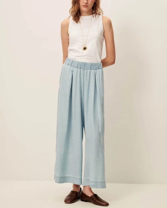 Women's 7/8 Length Wide-Leg Pants Lyocell Twill - Indigo
