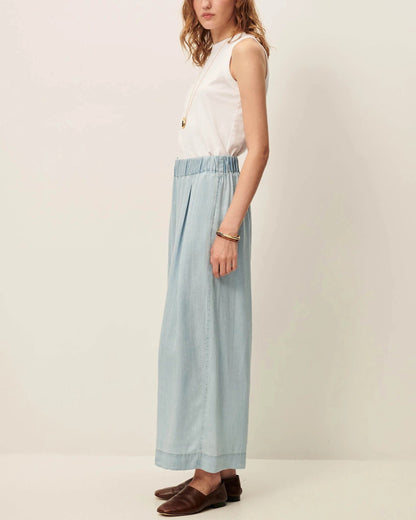 Women's 7/8 Length Wide-Leg Pants Lyocell Twill - Indigo