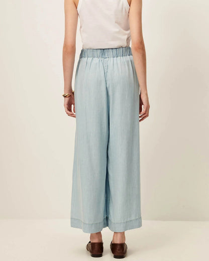 Women's 7/8 Length Wide-Leg Pants Lyocell Twill - Indigo