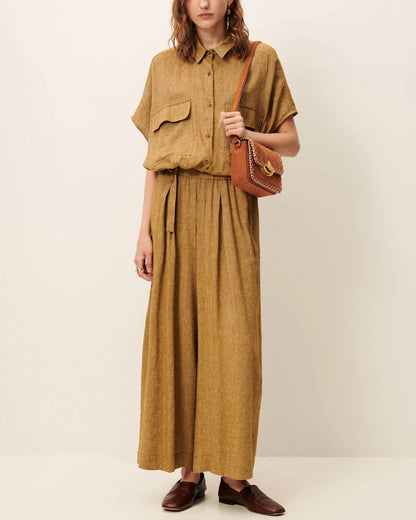 Women's Cropped Wide-Leg Elasticated Trousers in LENZINGECOVERO Viscose Pampa
