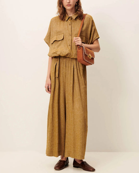 Women's Cropped Wide-Leg Elasticated Trousers in LENZINGECOVERO Viscose Pampa