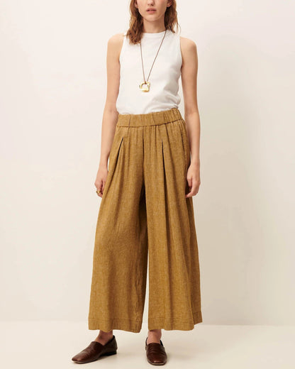 Women's Cropped Wide-Leg Elasticated Trousers in LENZINGECOVERO Viscose Pampa