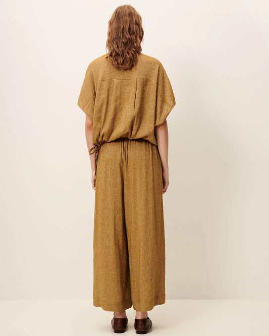 Women's Cropped Wide-Leg Elasticated Trousers in LENZINGECOVERO Viscose Pampa