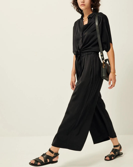 Sessun | Isla Night Pant - Fluid Viscose Satin Trousers Black