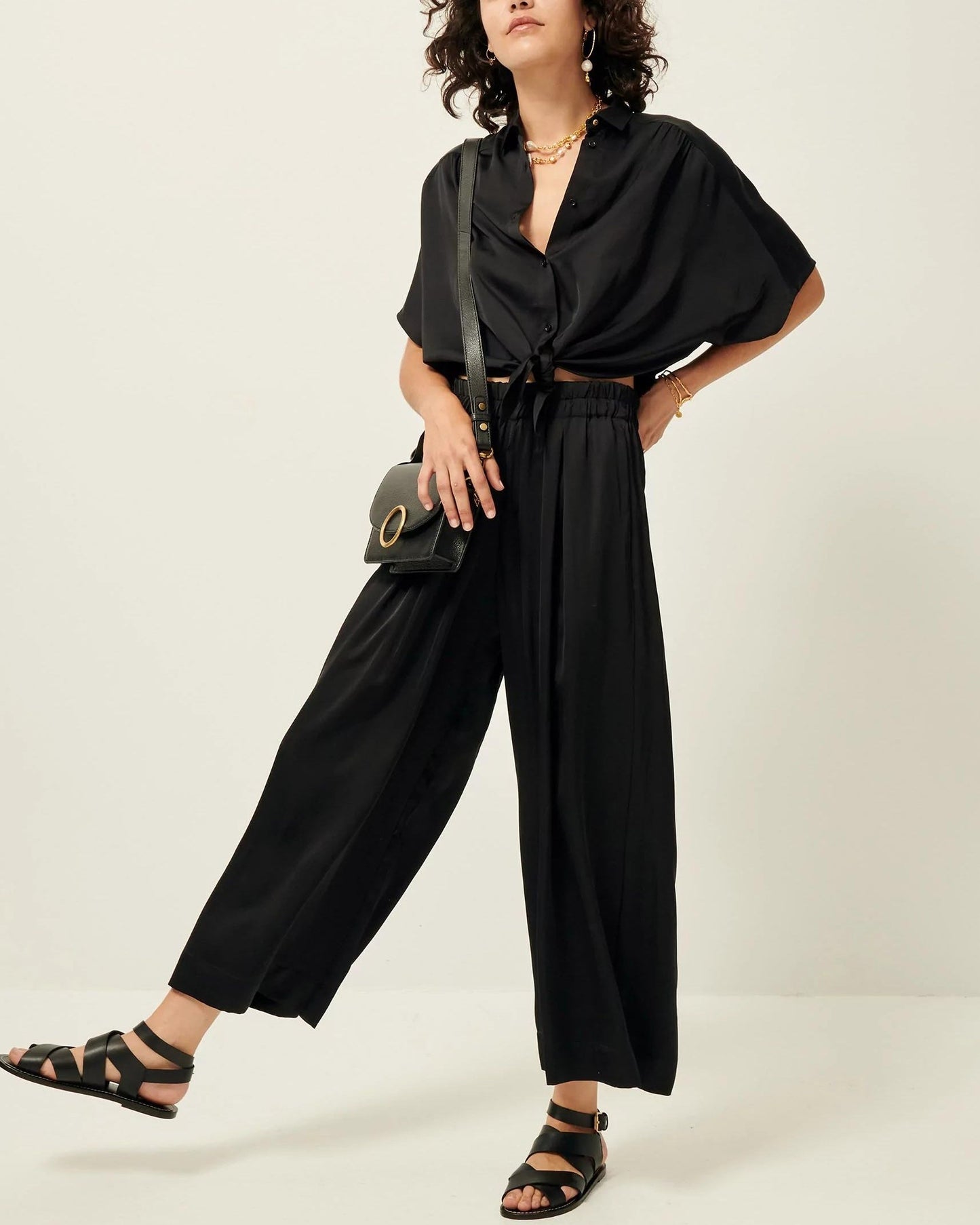 Sessun | Isla Night Pant - Fluid Viscose Satin Trousers Black