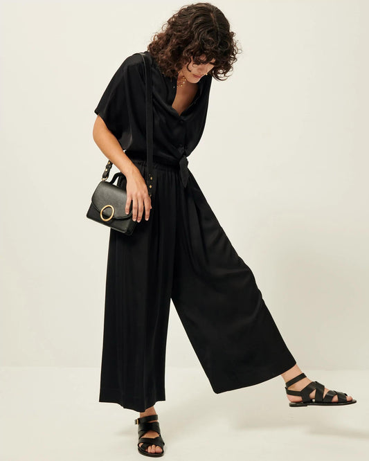 Sessun | Isla Night Pant - Fluid Viscose Satin Trousers Black