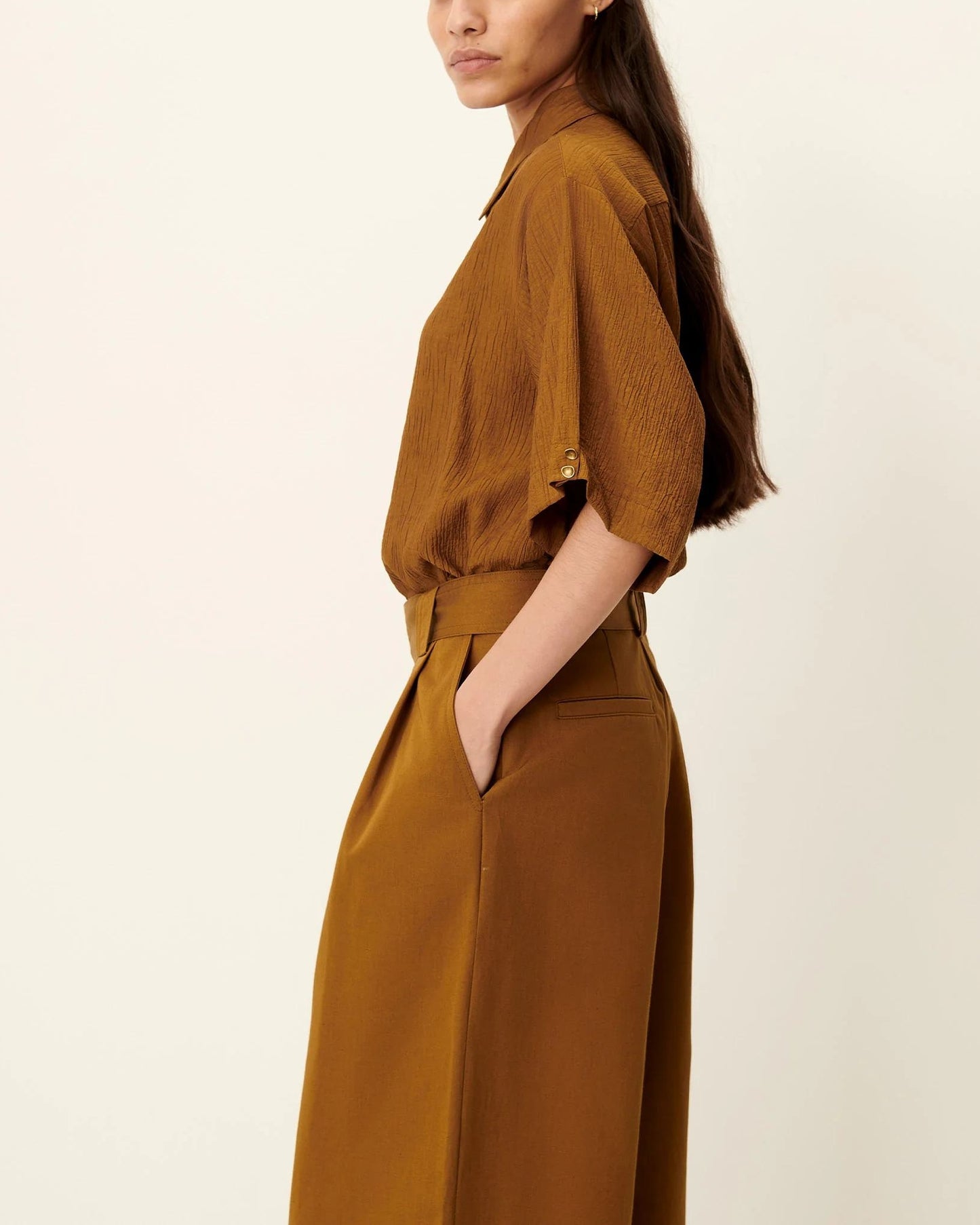 Sessun | Kalya Bronze Shirt - Loose Seersucker Crepe