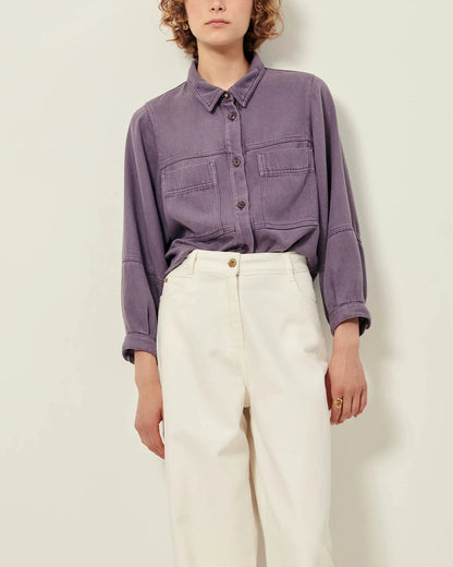 Women's Overshirt Lyocell - Stonewashed Light Denim Sweet-Storm