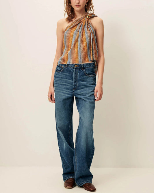 Women's Blouse Pleated Metallic Polyester Crépon - Mirazul