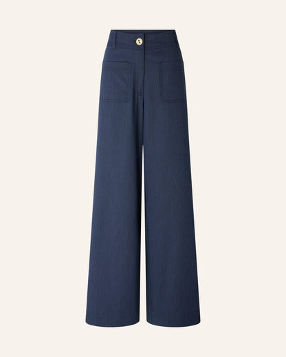Sessun | Manhatti Flared Pant - High-Rise Linen Cotton Worker-Blue