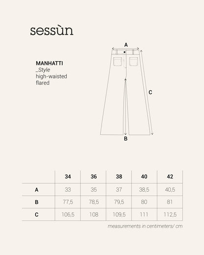 Sessun | Manhatti Flared Pant - High-Rise Linen Cotton Worker-Blue