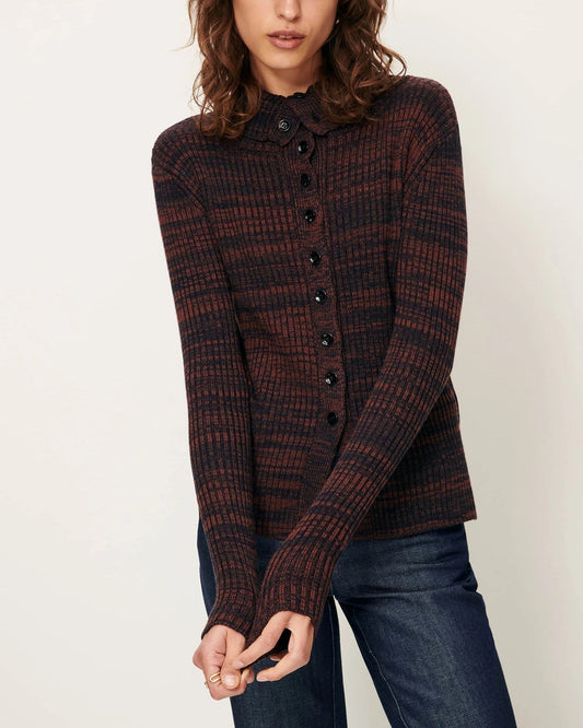 Sessun | Mokashi Ribbed Ombré Cardigan - Navy Brown Navybrown