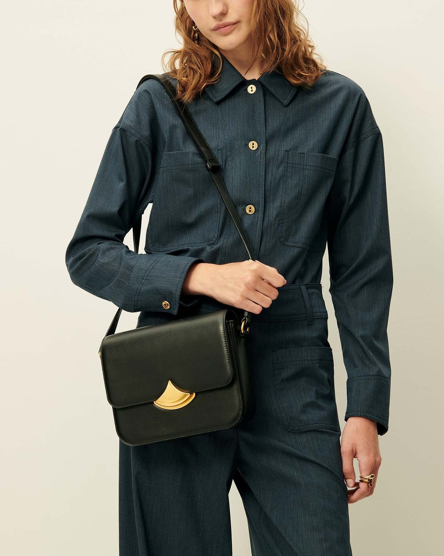 SESSUN | Unisex Slub-Yarn Cotton-Linen Overshirt - Worker-Blue