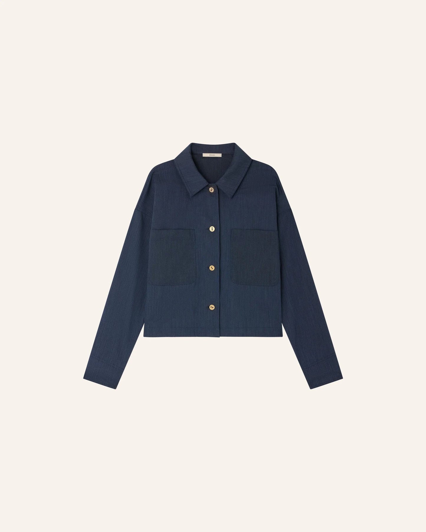 SESSUN | Unisex Slub-Yarn Cotton-Linen Overshirt - Worker-Blue