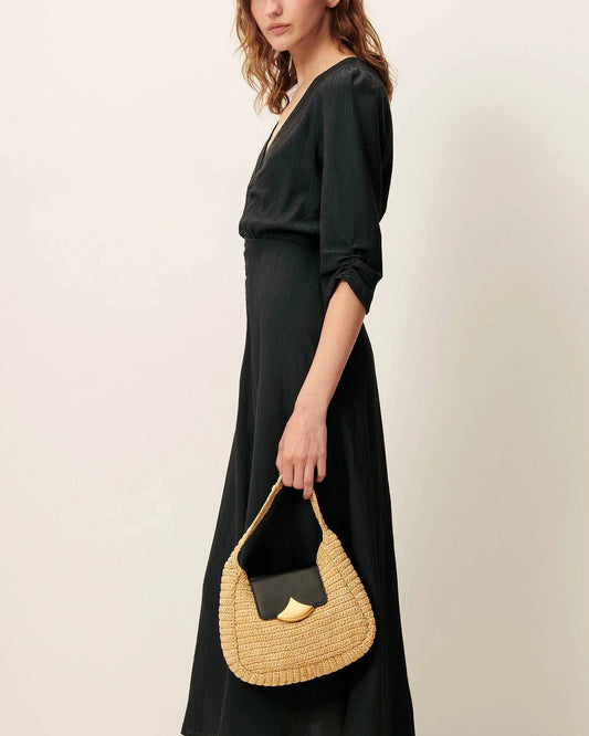 Sessun | Nylia Gathered Low Neck Dress - Smoke-Green