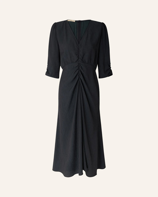 Sessun | Nylia Gathered Low Neck Dress - Smoke-Green