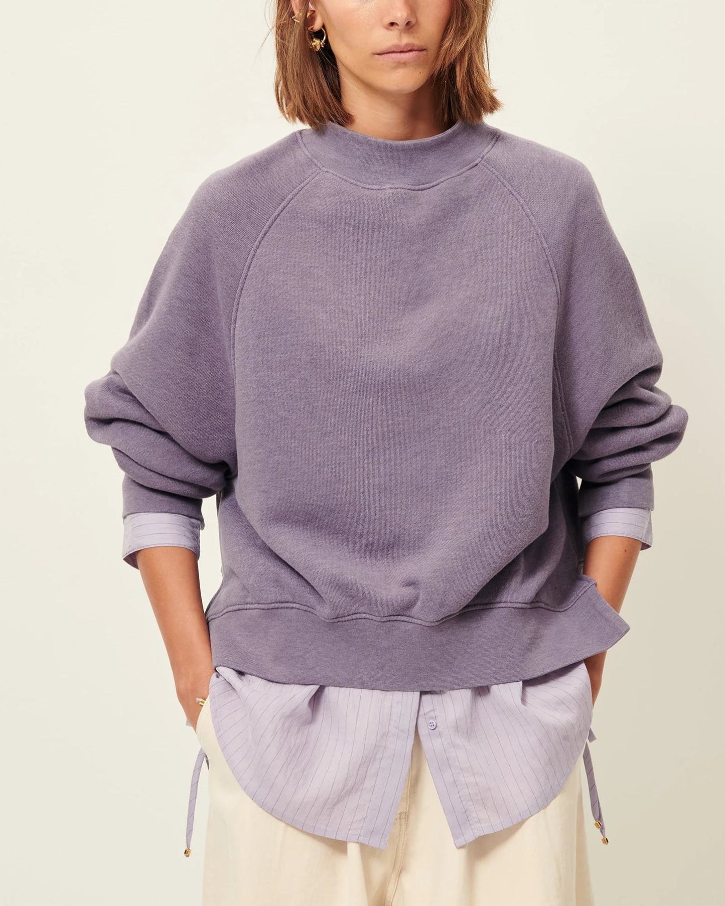 Sessun | Oliveira Oversized Sweatshirt - High Collar in Purple Sweet-Storm