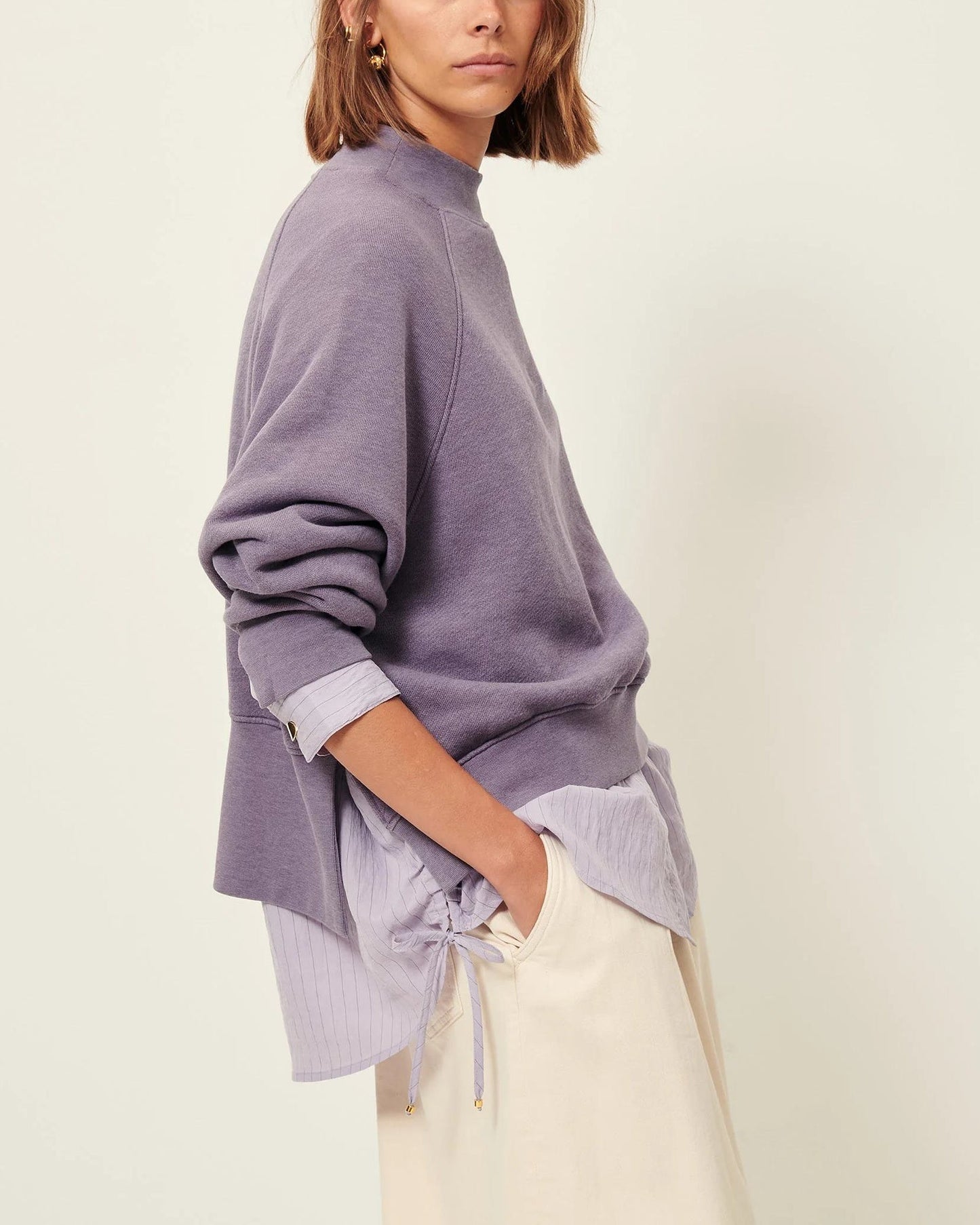 Sessun | Oliveira Oversized Sweatshirt - High Collar in Purple Sweet-Storm