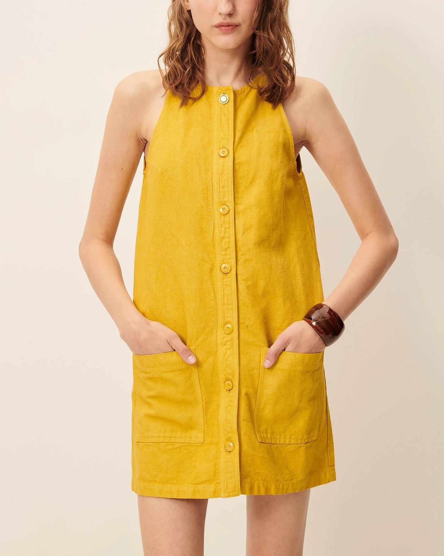Women Dress Garment-Dyed Cotton Linen Canvas - Mint Leaf