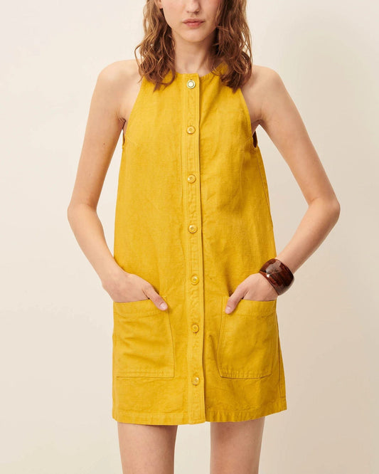 Women Dress Garment-Dyed Cotton Linen Canvas - Mint Leaf