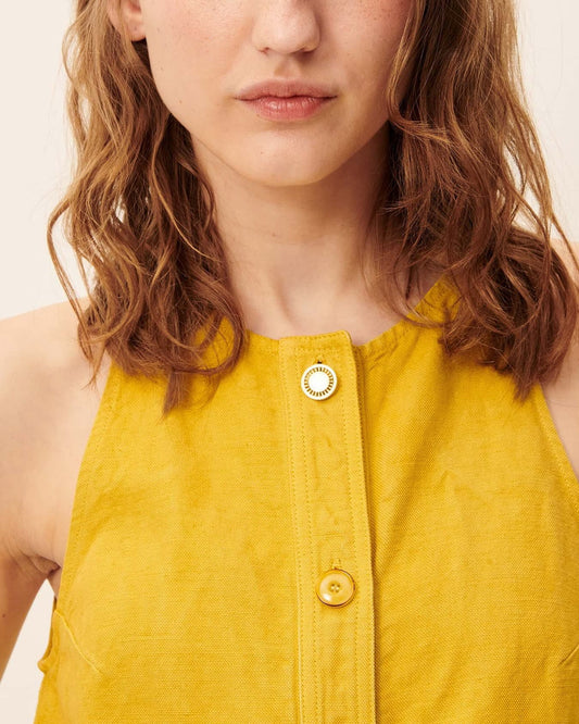 Women Dress Garment-Dyed Cotton Linen Canvas - Mint Leaf