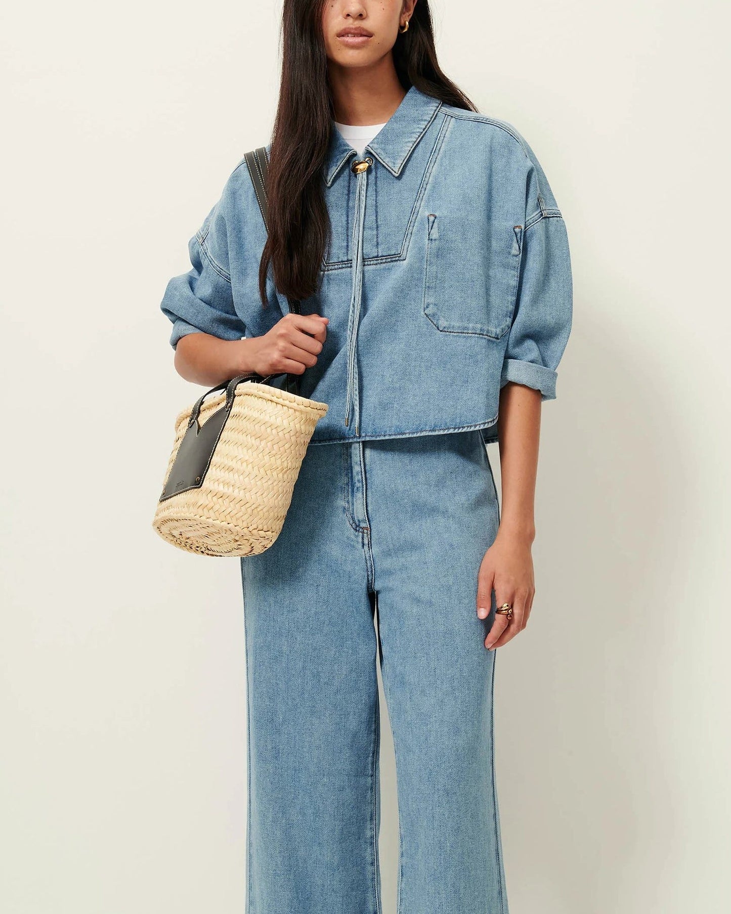 Sessùn | Button-Down Denim Blouse - Organic Cotton Twill Azuru
