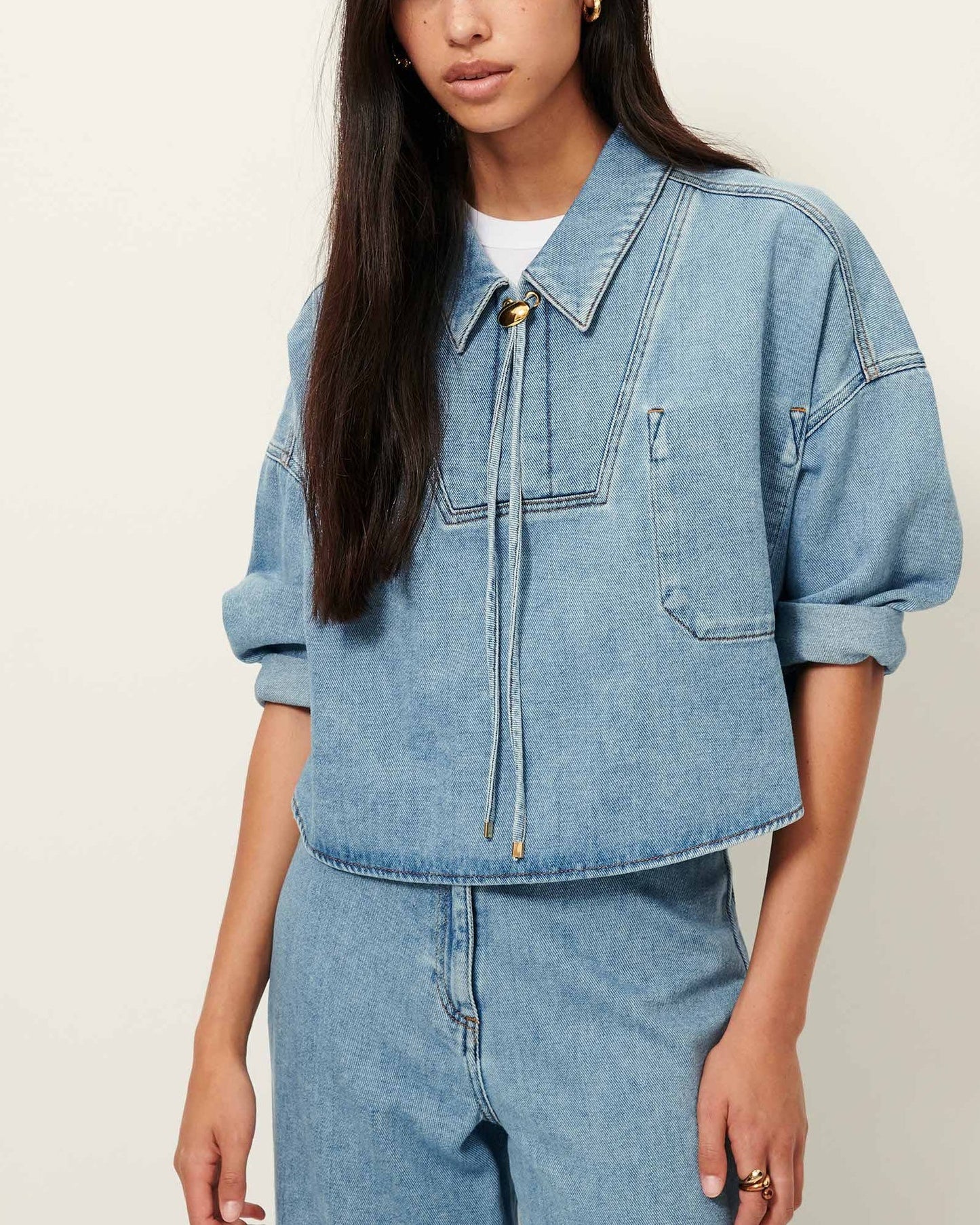 Sessùn | Button-Down Denim Blouse - Organic Cotton Twill Azuru