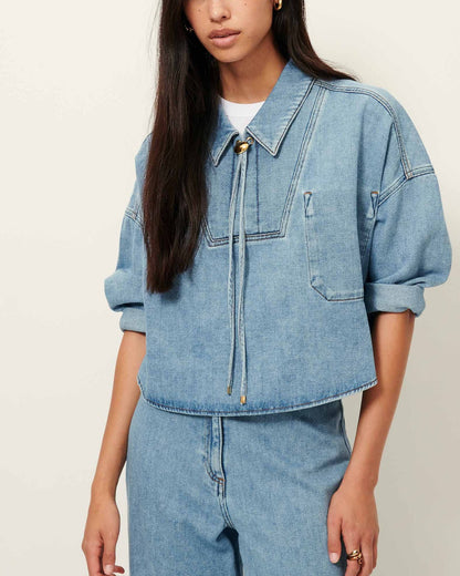 Sessùn | Button-Down Denim Blouse - Organic Cotton Twill Azuru