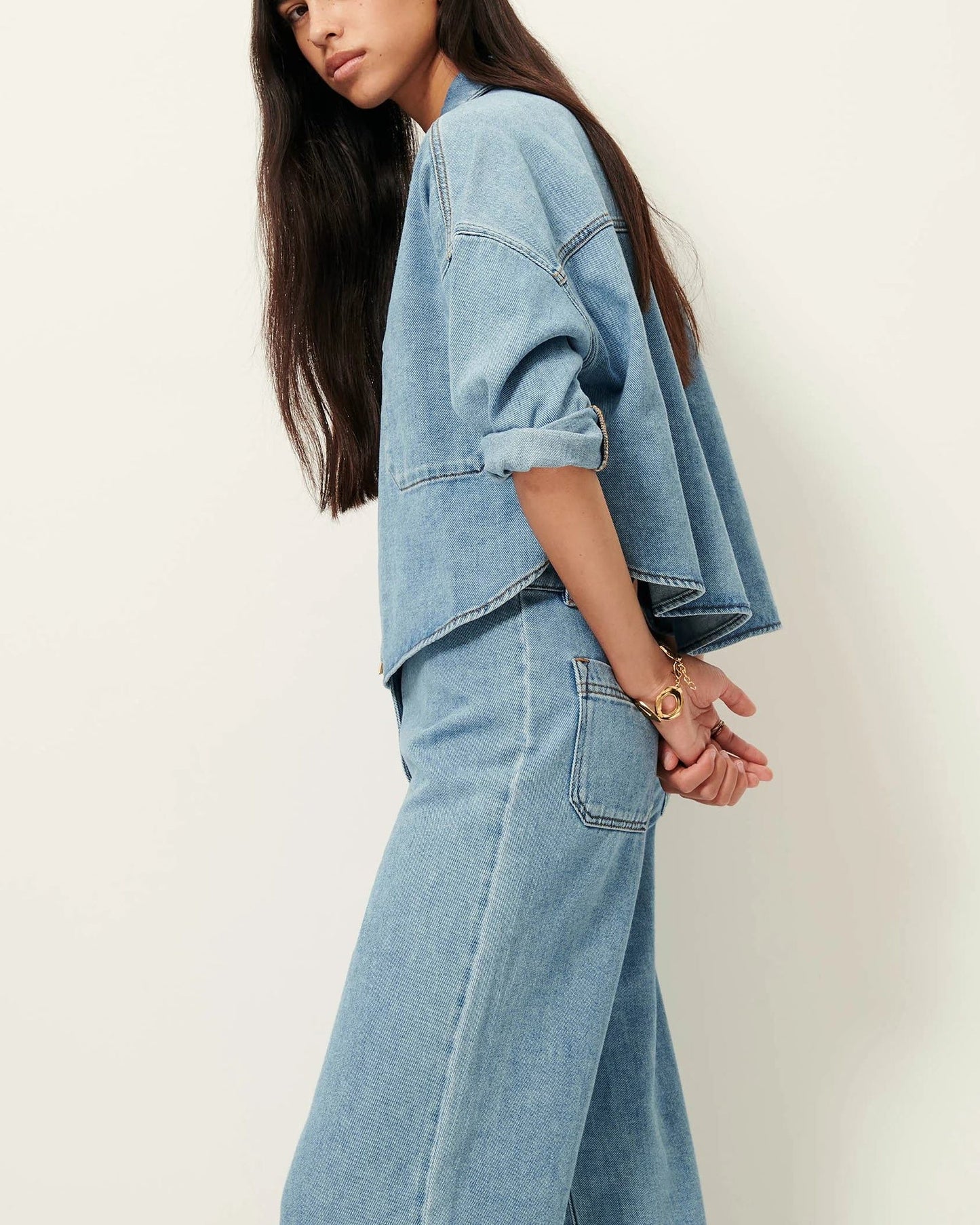 Sessùn | Button-Down Denim Blouse - Organic Cotton Twill Azuru