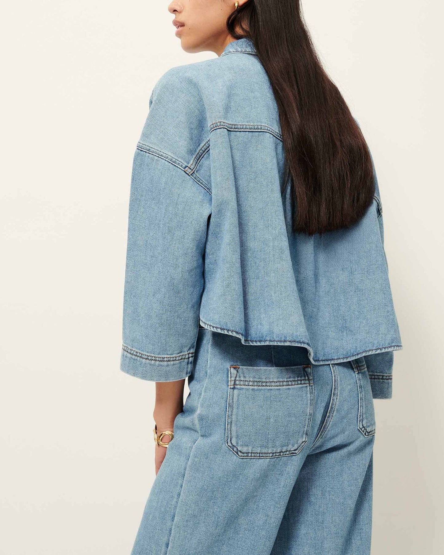 Sessùn | Button-Down Denim Blouse - Organic Cotton Twill Azuru