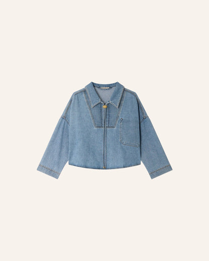 Sessùn | Button-Down Denim Blouse - Organic Cotton Twill Azuru